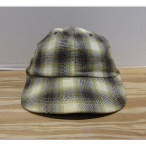 VTG Gap Hat Cap Strapback Small Medium Cream Shadow Plaid 90s Field *